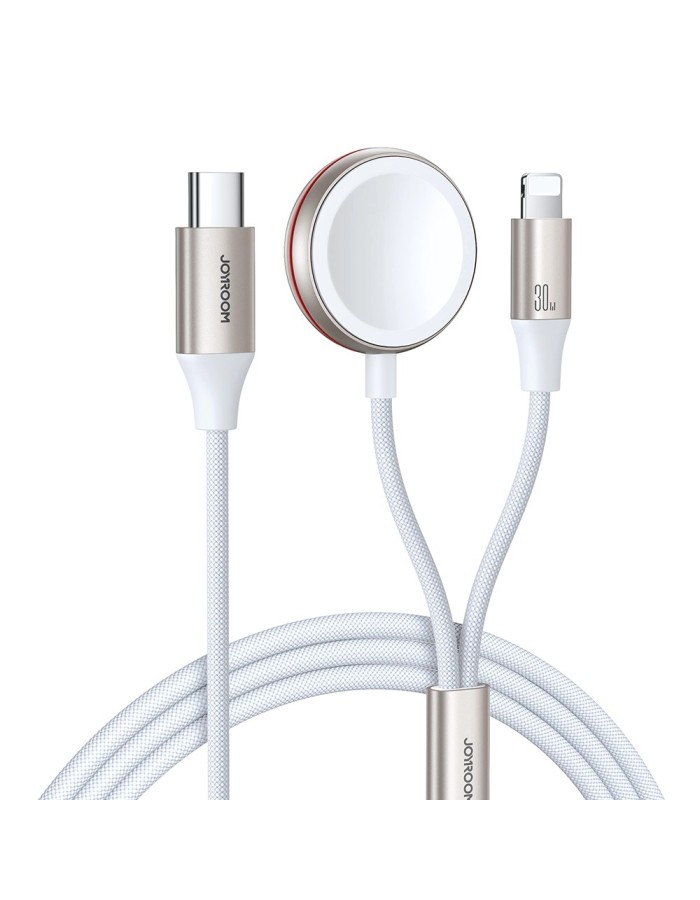 Joyroom 2 in 1 Lightning cable and inductive charger for Apple Watch 1.5m white (S-IW012)