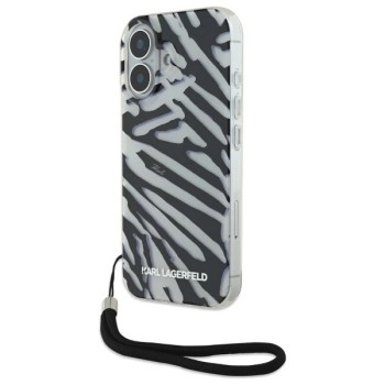 Karl Lagerfeld IML Zebra Pattern &amp;amp; Cord iPhone 16 Case - Black