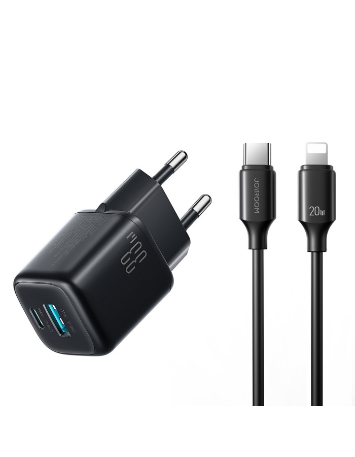 Joyroom JR-TG7 33W USB-A + USB-C wall charger with 30W USB-C - Lightning 1m cable - black