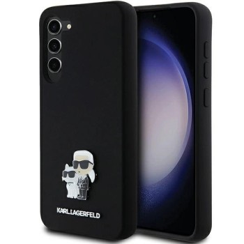 Karl Lagerfeld Silicone Karl&amp;amp;Choupette Metal Pin case for Samsung Galaxy S24+ - black