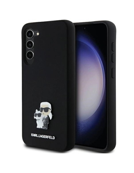 Karl Lagerfeld Silicone Karl&amp;amp;Choupette Metal Pin case for Samsung Galaxy S24+ - black