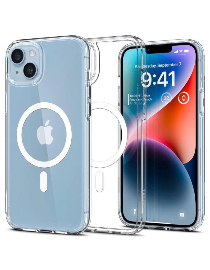 Spigen Ultra Hybrid Mag Case with MagSafe for iPhone 14 - Clear/White Spigen Ultra Hybrid Mag Case with MagSafe for iPhone 14 - Clear/White