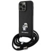 Karl Lagerfeld Crossbody Saffiano Metal Pin Karl &amp;amp; Choupette Case for iPhone 15 Pro Max - Black