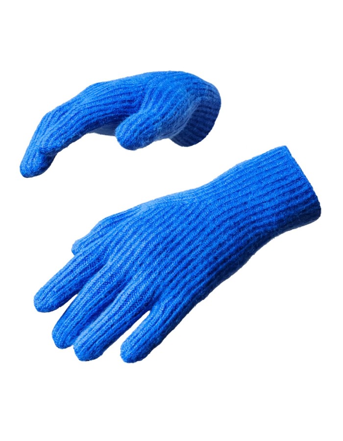 Braided telephone gloves with cutouts for fingers - blue Braided telephone gloves with cutouts for fingers - blue