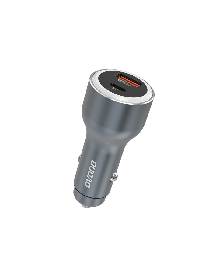 Dudao R4Ultra 120W Power Delivery Quick Charge LED Car Charger USB-A USB-C - Gray