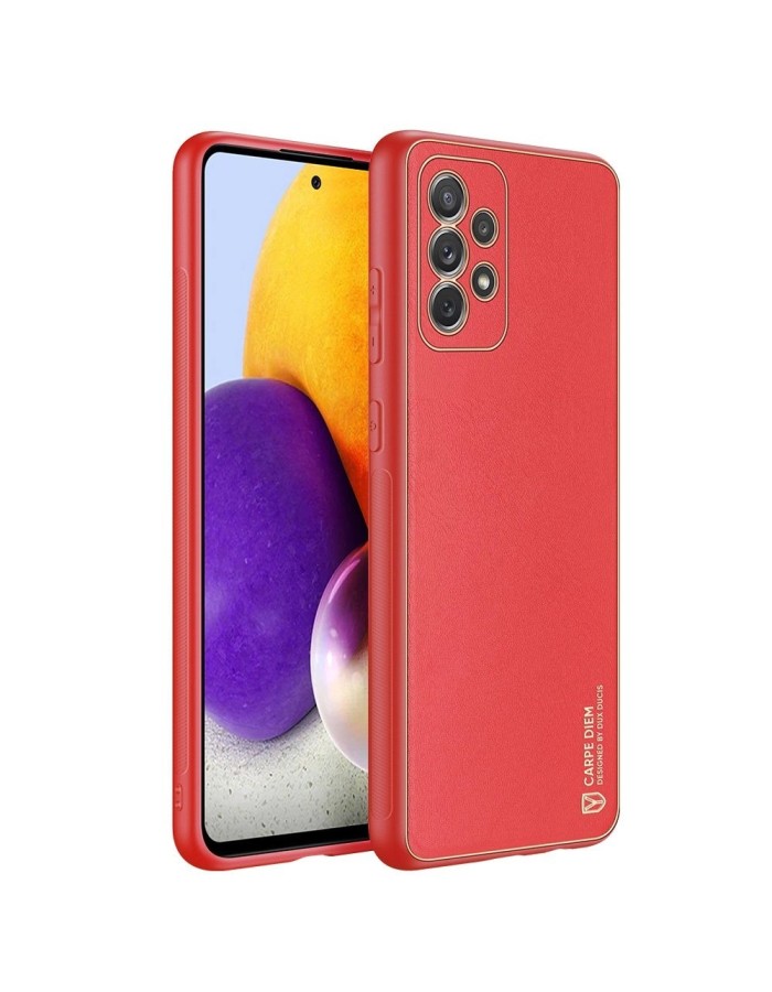 Dux Ducis Yolo elegant case made of soft TPU and PU leather for Samsung Galaxy A72 4G red