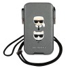 Karl Lagerfeld Saffiano Ikonik Karl&amp;amp;Choupette Head 6.7&amp;#39;&amp;#39; Handbag - Gray