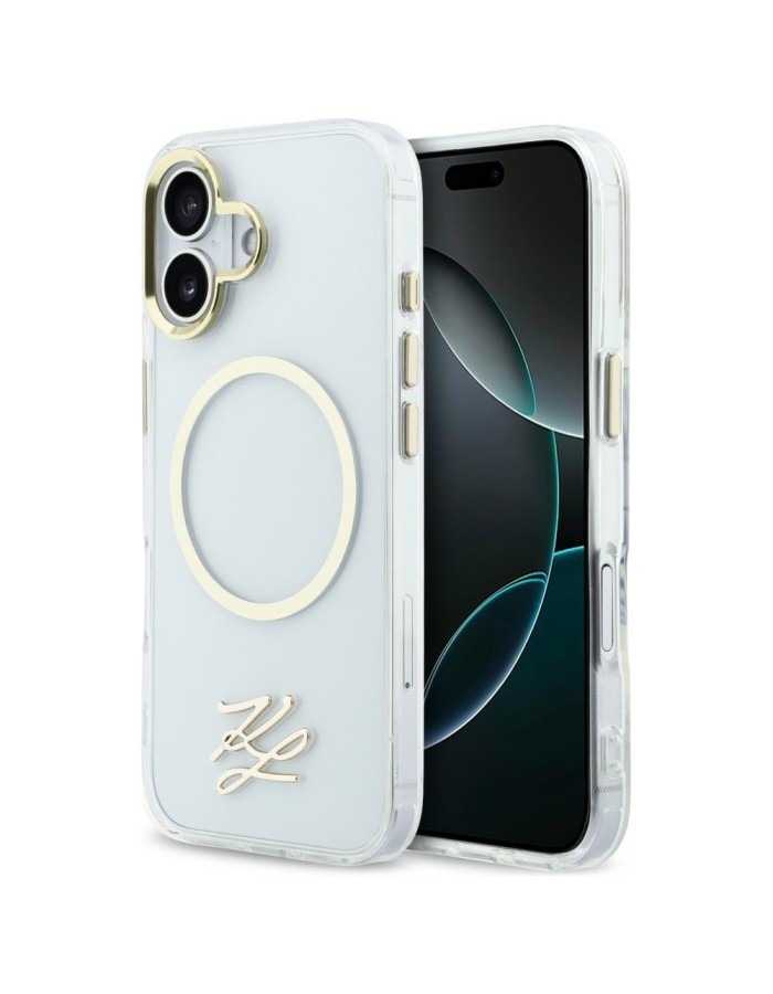 Karl Lagerfeld IML KL Script Logo MagSafe Case for iPhone 17 - Transparent