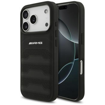 AMG Leather Debossed Lines Logo Case for iPhone 17 Pro - Black AMG Leather Debossed Lines Logo Case for iPhone 17 Pro - Black