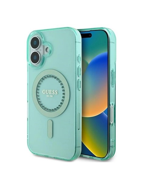 Guess IML Rhinestones MagSafe iPhone 16 Plus Case - Green Guess IML Rhinestones MagSafe iPhone 16 Plus Case - Green