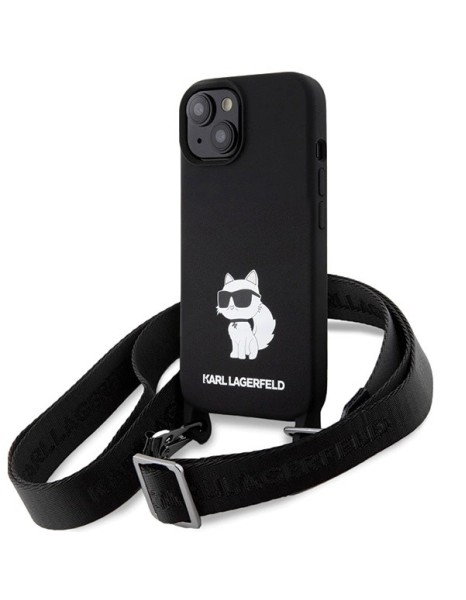Karl Lagerfeld KLHCP15SSCBSCNK iPhone 15 6.1" hardcase black/black Crossbody Silicone Choupette