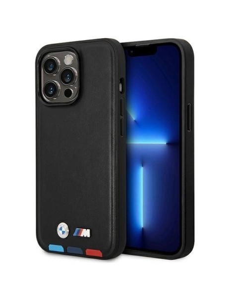 Case BMW BMHMP14L22PTDK iPhone 14 Pro 6.1 "black / black Leather Stamp Tricolor Magsafe Case BMW BMHMP14L22PTDK iPhone 14 Pro 6.1 "black / black Leather Stamp Tricolor Magsafe