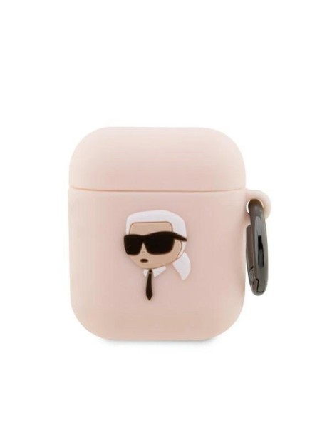 Karl Lagerfeld KLA2RUNIKP AirPods 1/2 cover pink/pink Silicone Karl Head 3D