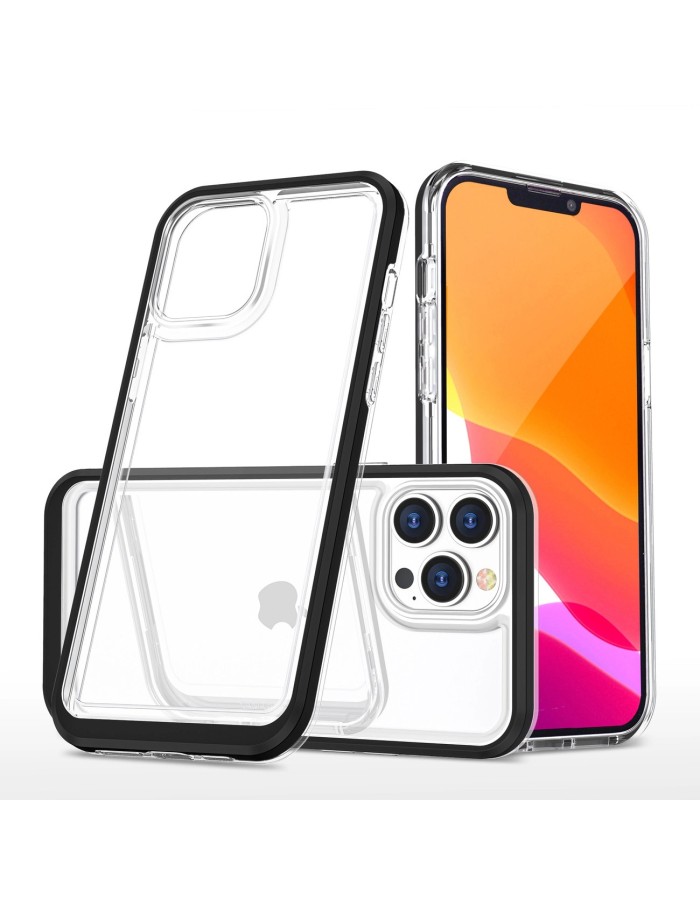 Clear 3in1 case for iPhone 13 Pro frame gel cover black