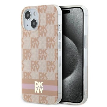 DKNY IML Checkered Mono Pattern &amp;amp; Printed Stripes MagSafe case for iPhone 15 / 14 / 13 - pink