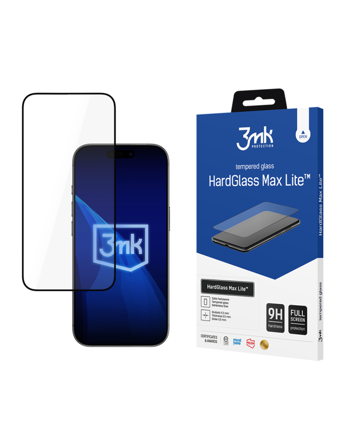 3mk HardGlass Max Lite Black Tempered Glass for iPhone 17 Pro