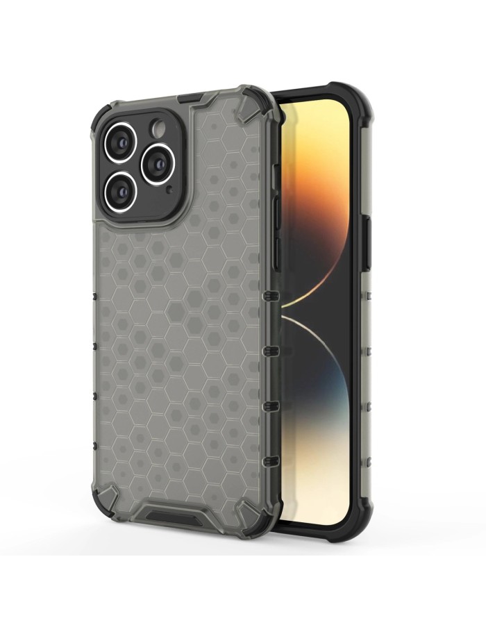 Honeycomb case for iPhone 14 Pro Max armored hybrid cover black