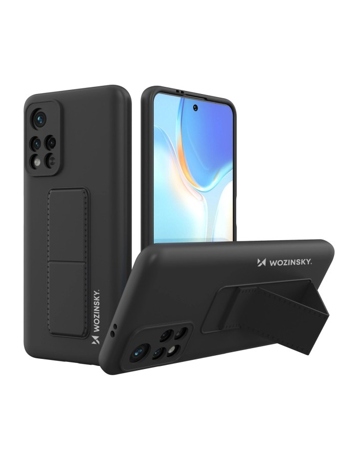 Wozinsky Kickstand Case silicone case with stand Xiaomi Redmi 10 case black