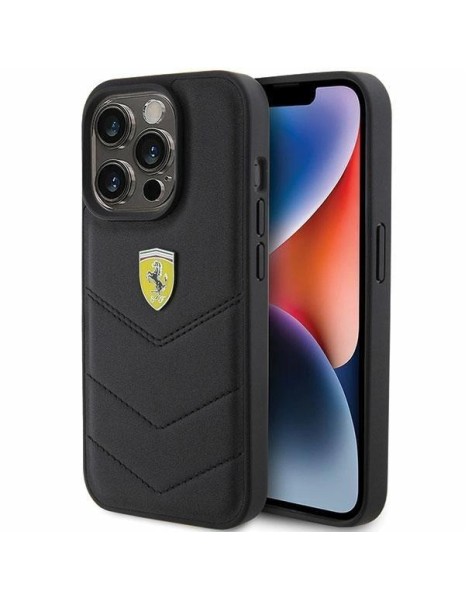Ferrari Quilted Metal Logo case for iPhone 15 Pro - black