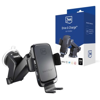 3mk Drive &amp;amp; Charge car phone holder for grille/window/cockpit with inductive charger - black