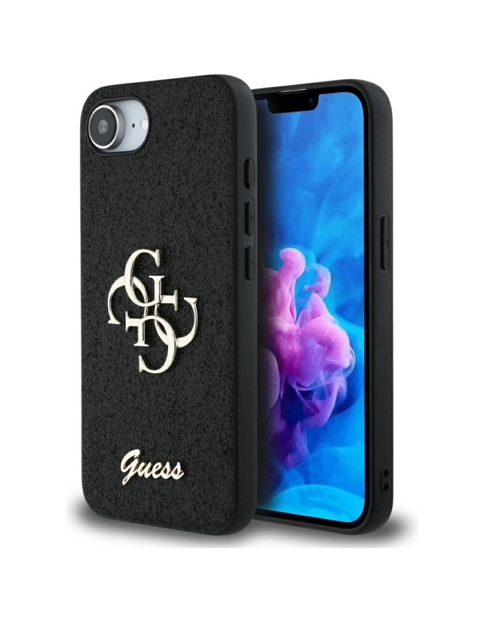 Guess Fixed Glitter Big 4G case for iPhone 16e - black