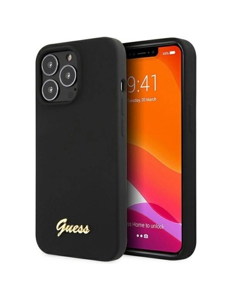 Guess GUHCP13XLSLMGBK iPhone 13 Pro Max 6.7" black/black hardcase Silicone Script Gold Logo
