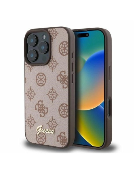 Guess Peony Script MagSafe iPhone 16 Pro Case - Brown Guess Peony Script MagSafe iPhone 16 Pro Case - Brown