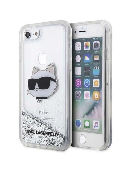 Karl Lagerfeld KLHCI8LNHCCS iPhone 7/8/ SE 2020/2022 silver/silver hardcase Glitter Choupette Head