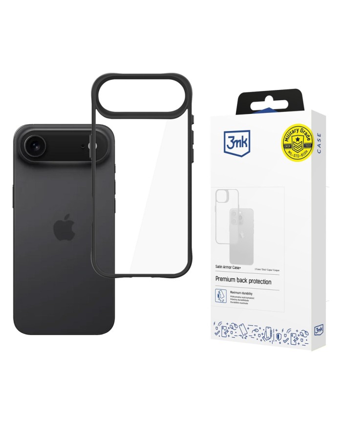 3mk Satin Armor Case+ for iPhone Air - Transparent Black