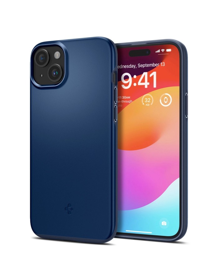 Spigen Thin Fit iPhone 15 Plus Case - Blue Spigen Thin Fit iPhone 15 Plus Case - Blue