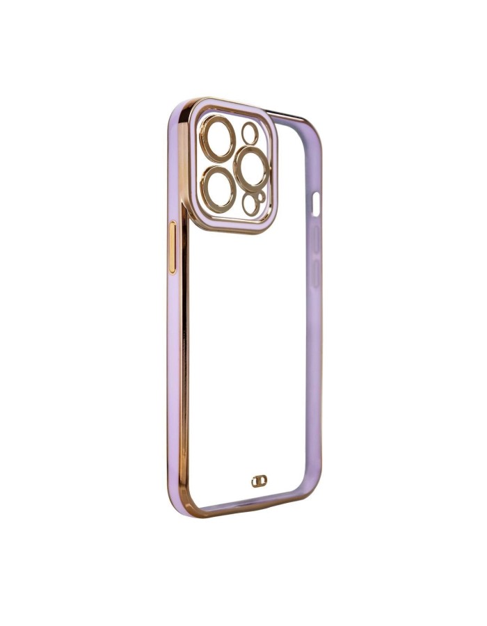 Fashion Case for iPhone 12 Pro Gold Frame Gel Cover Purple Fashion Case for iPhone 12 Pro Gold Frame Gel Cover Purple