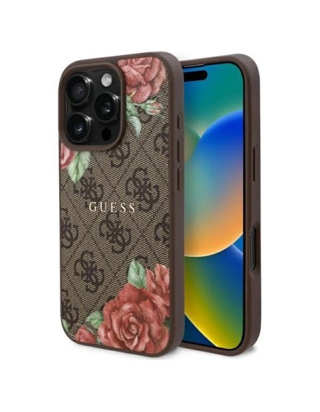 Guess GUHMP16XP4ROPEMCW iPhone 16 Pro Max 6.9" brown/brown hardcase 4G Flowers Print MagSafe Guess GUHMP16XP4ROPEMCW iPhone 16 Pro Max 6.9" brown/brown hardcase 4G Flowers Print MagSafe