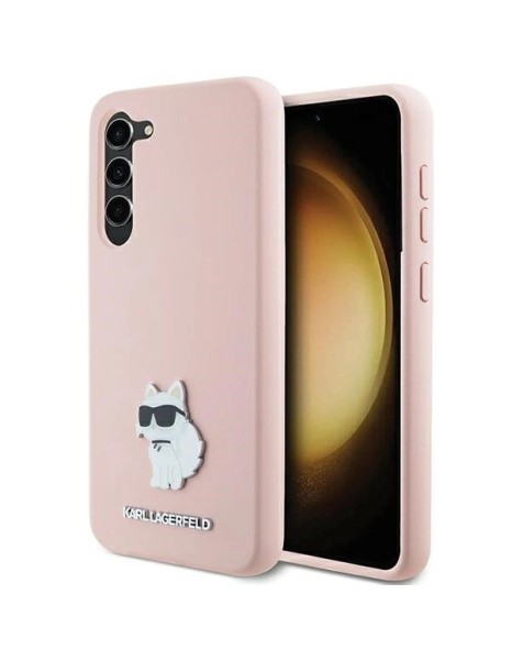 Karl Lagerfeld Silicone Choupette Metal Pin case for Samsung Galaxy S23+ - pink