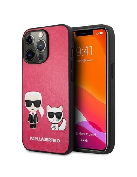 Karl Lagerfeld Ikonik Karl&amp;amp;Choupette Case for iPhone 13 Pro / iPhone 13 - Fuchsia