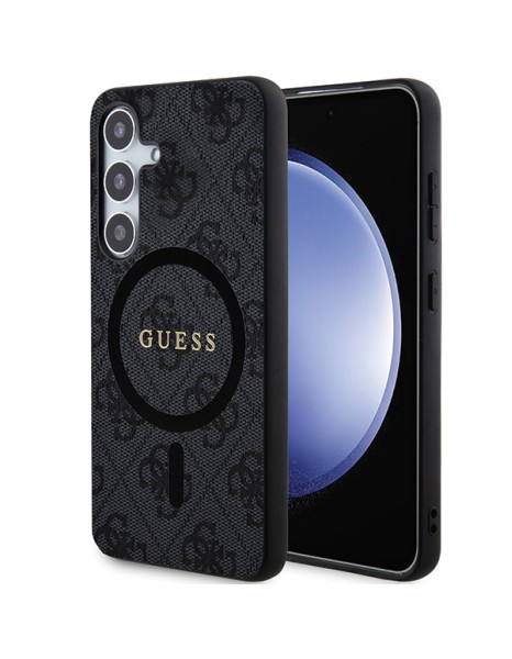 Guess 4G Collection Leather Metal Logo MagSafe Case for Samsung Galaxy S24 - Black