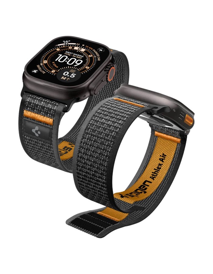 Spigen Athlex Air 2 Strap for Apple Watch (44 / 45 / 46 / 49 mm) - Black and Orange