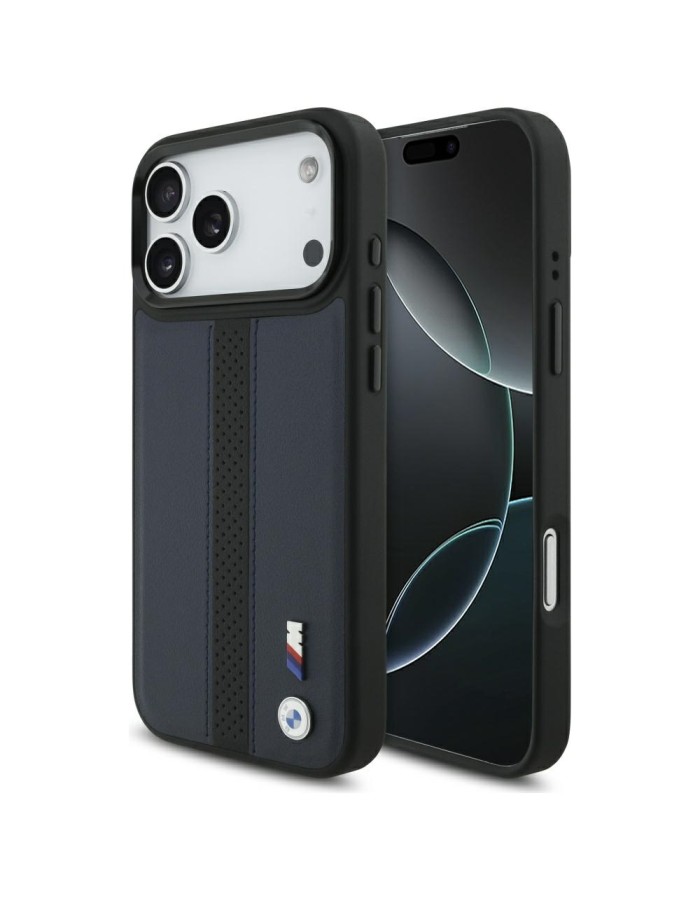 BMW M Perforated Stripe Logo MagSafe Case for iPhone 17 Pro Max - Navy Blue BMW M Perforated Stripe Logo MagSafe Case for iPhone 17 Pro Max - Navy Blue