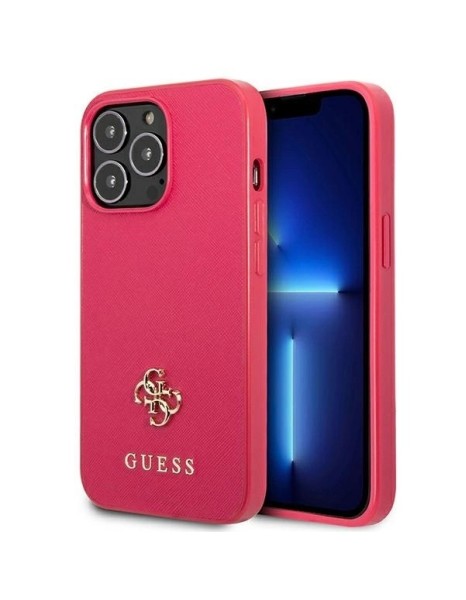 Guess Saffiano 4G Small Metal Logo case for iPhone 13 Pro / 13 - pink