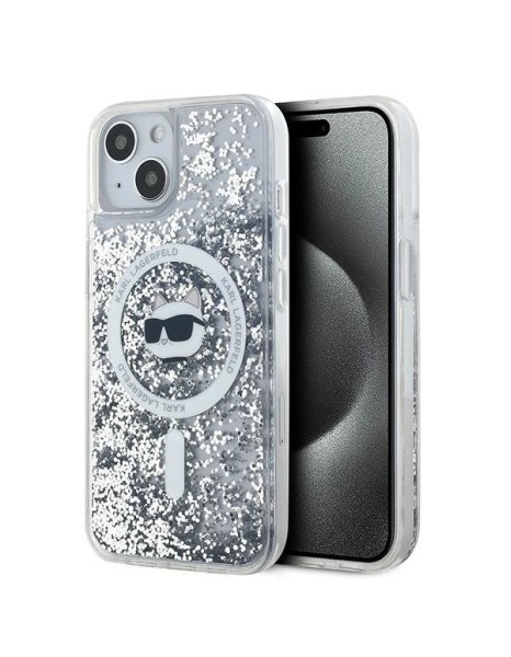 Karl Lagerfeld Liquid Glitter Choupette Head MagSafe case for iPhone 14 / 15 / 13 - transparent