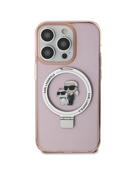 Karl Lagerfeld Ring Stand Karl&amp;amp;Choupette MagSafe case for iPhone 15 Plus - pink