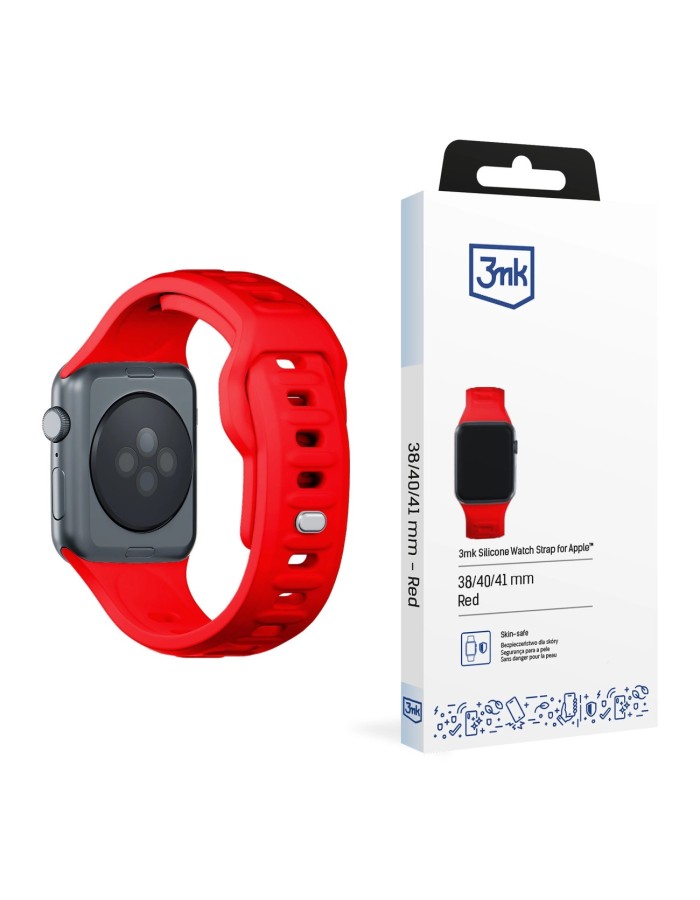 3mk Silicone Watch Strap for Apple Watch 38 / 40 / 41 mm - red