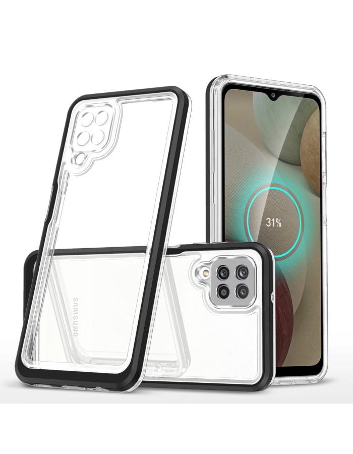 Clear 3in1 Case for Samsung Galaxy A22 4G Frame Gel Cover Black