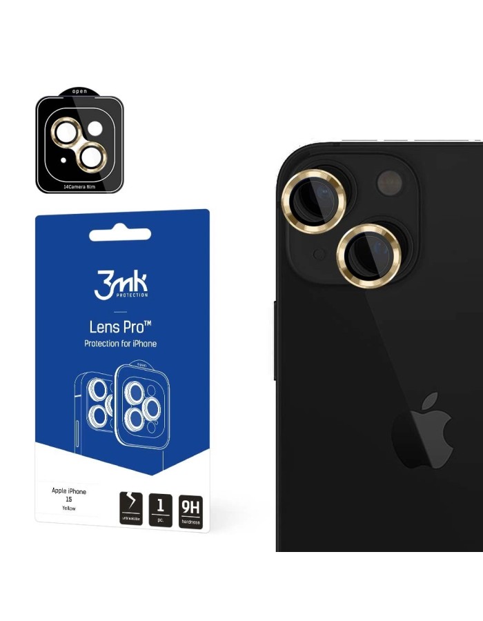 Apple iPhone 15 - 3mk Lens Protection Pro Yellow Apple iPhone 15 - 3mk Lens Protection Pro Yellow