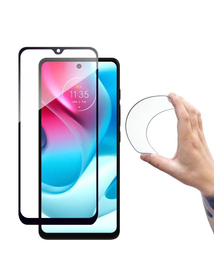 Full Cover Flexi Nano Glass Film Tempered Glass with Moto G60s Frame Full Cover Flexi Nano Glass Film Tempered Glass with Moto G60s Frame