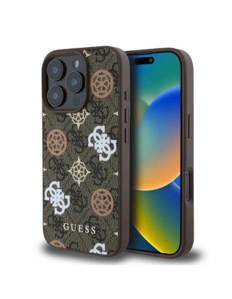 Guess Peony On 4G Background MagSafe case for iPhone 16 Pro - brown