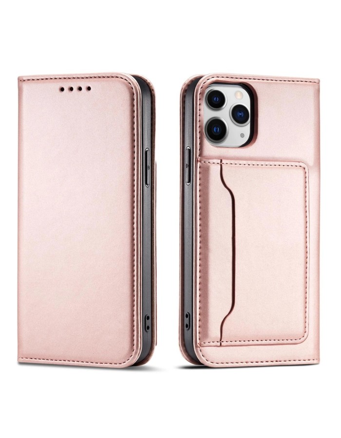 Magnet Card Case for iPhone 12 Pro Max Pouch Card Wallet Card Holder Pink