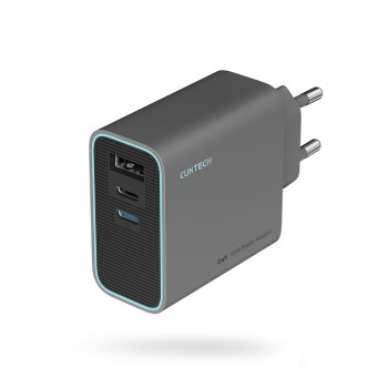 Cuktech CUKAD653EUGR 65W GaN Wall Charger 2 x USB-C 1 x USB-A - Gray Cuktech CUKAD653EUGR 65W GaN Wall Charger 2 x USB-C 1 x USB-A - Gray