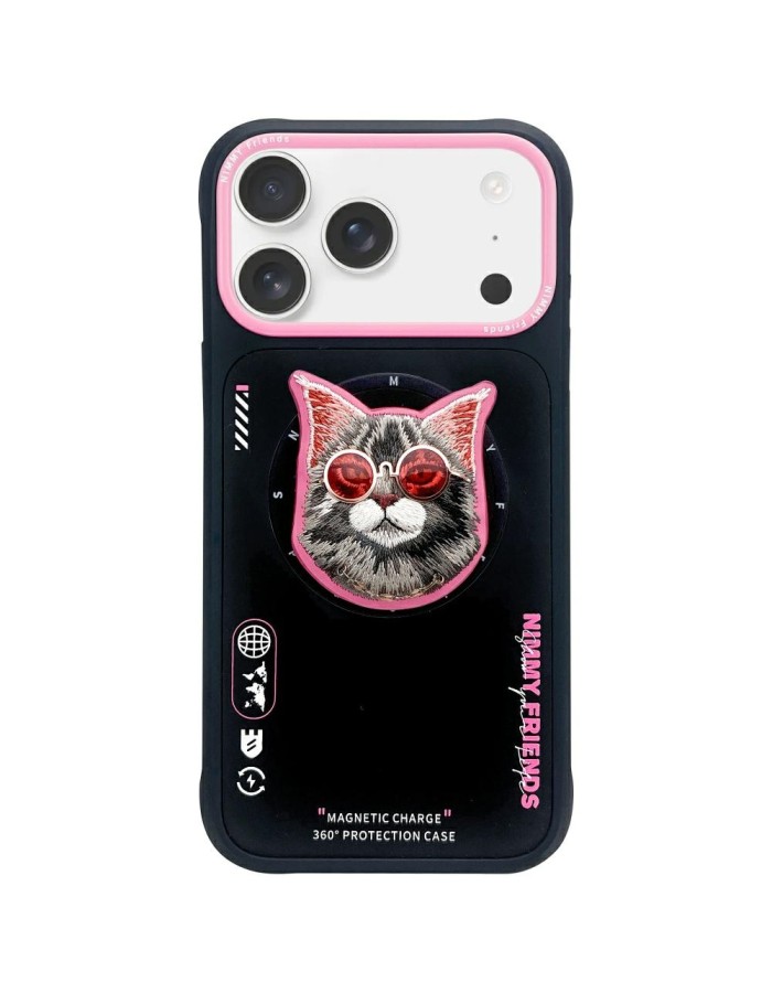 Nimmy Glasses Cool Cat MagSafe Case for iPhone 17 - Black and Pink Nimmy Glasses Cool Cat MagSafe Case for iPhone 17 - Black and Pink