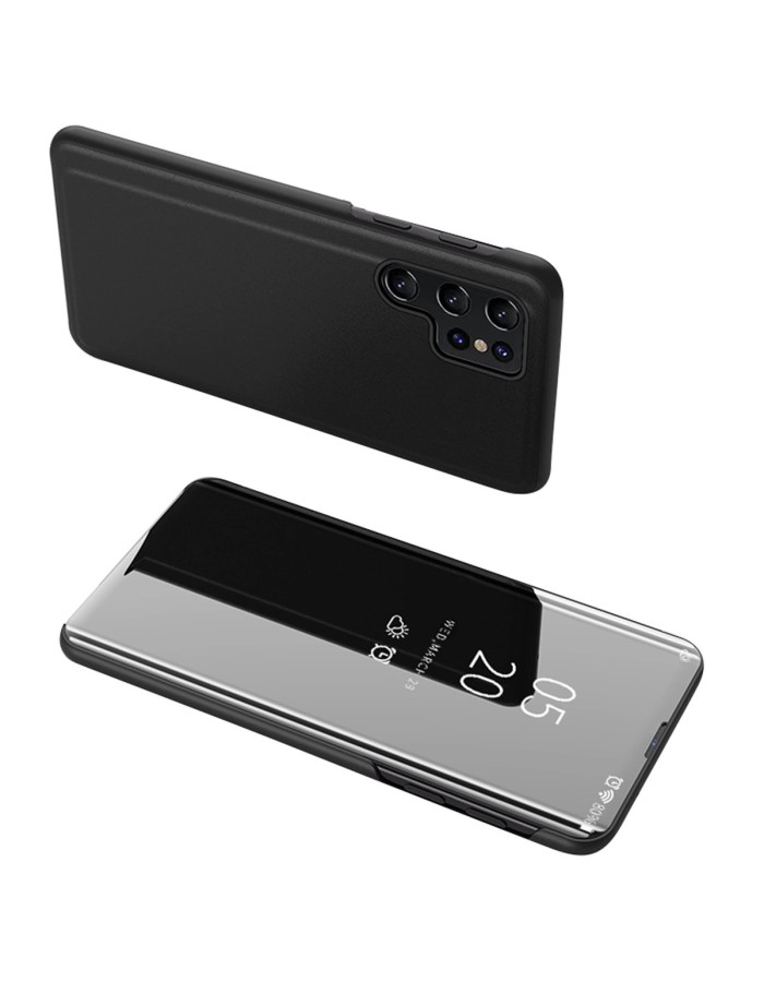 Clear View Case for Samsung S24 Ultra with flap - black