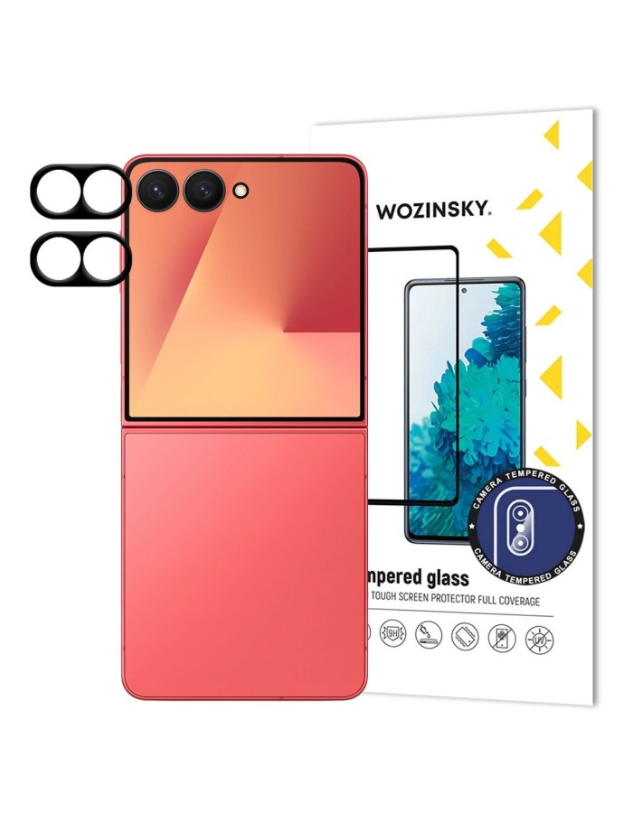 Black Wozinsky Full Camera Glass for Samsung Galaxy Z Flip 7, Set of 2